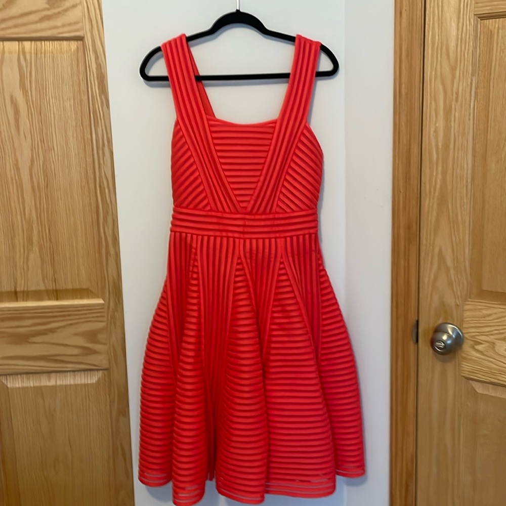 Elegant Red Striped Dress